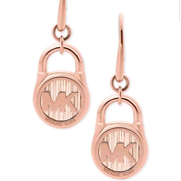 Michael Kors Jewelry - Michael Kors Rose Gold Earrings Logo Drop Earrings